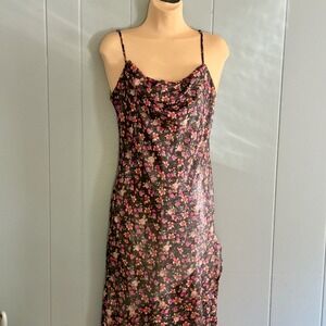 NWT Forever 21 Floral Slip Dress M 90s Y2K Cowl Neck Midi Fairy Grunge Coquette